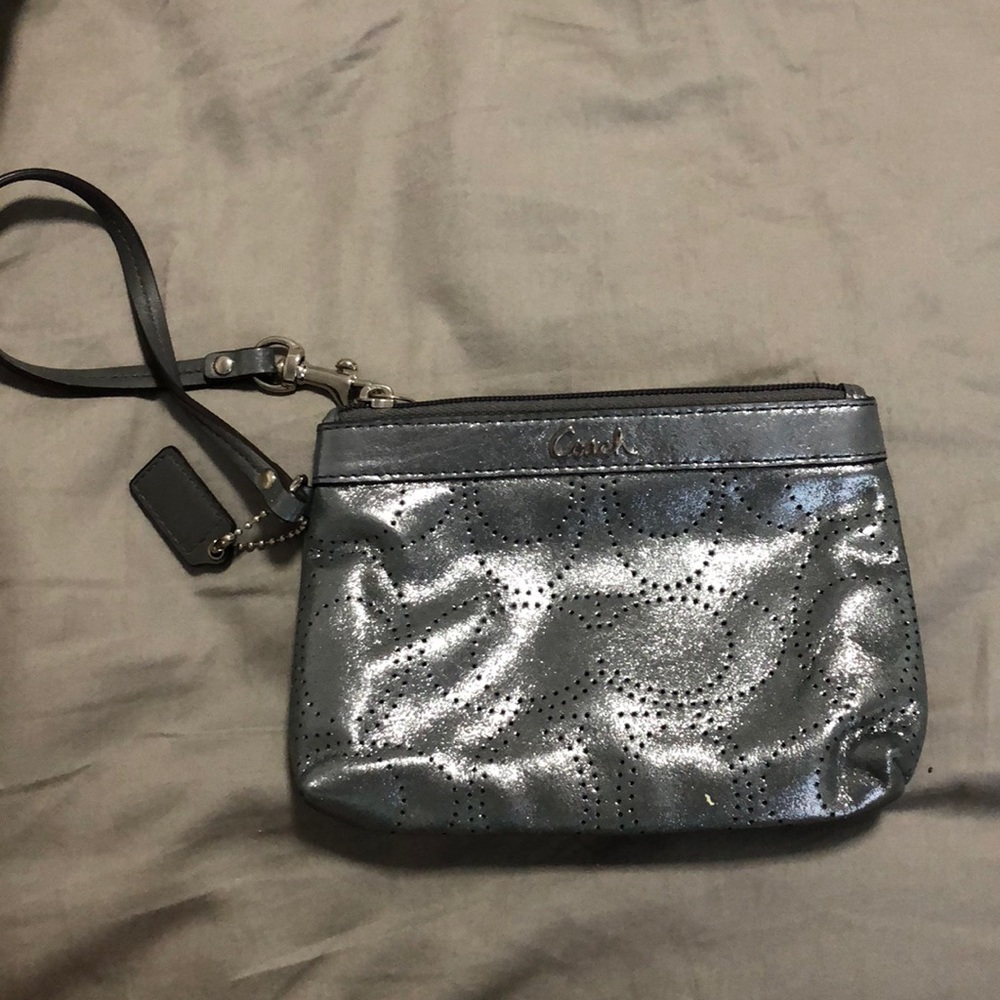 Coach silver wristlet